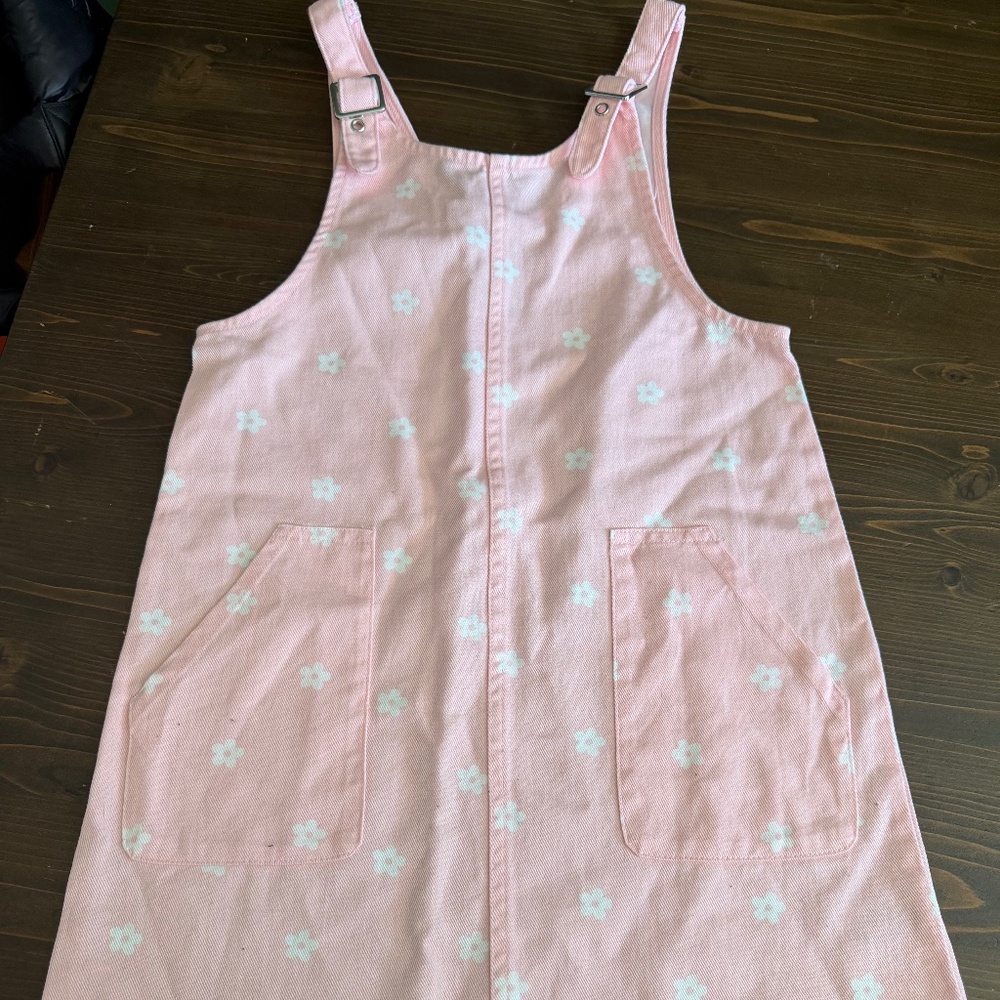 Girls pink denim dress